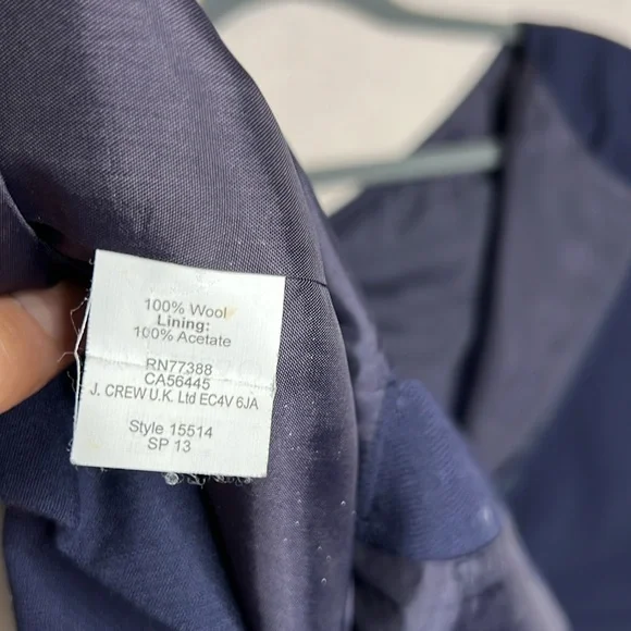 J.Crew Asymmetrical Neck Line Wool Cap Sleeves Dress Size 4 Navy Blue - Picture 8 of 8